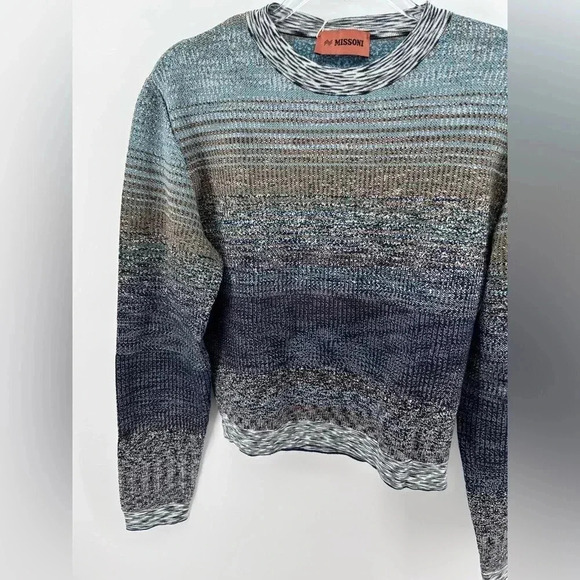 NWT Missoni Gradient Wool Thick Knit Multicolor Sweater Luxury Size M - Picture 3 of 13